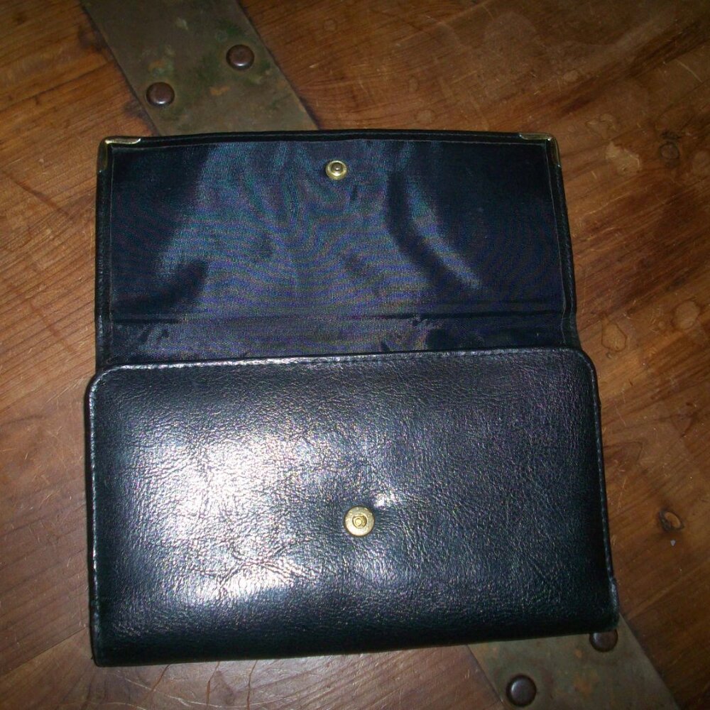 Toyo Vintage Tri-fold Black Wallet Cards ID Display Checkbook Cash Coin 7x4 slim